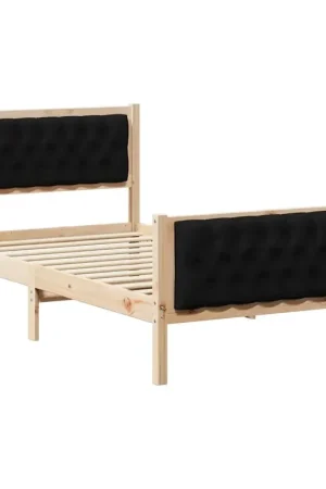 Bestseller Letto singolo | Letto per adulti | Struttura del letto Nero 100 x 200 cm Pino massello