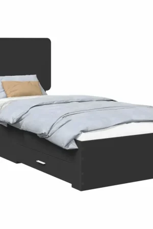 Letto singolo | Letto per adulti | Struttura del letto Nero 75 x 190 cm Legno multistrato Spedizione Espresso